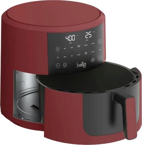 Bella-Pro SmartCrisp 8-Quart Air Fryer, Digital Touchscreen, Nonstick Ceramic Coating, 6 Cooking Presets, 1700W Power, Oil-Free Cooking, Family-Sized Capacity, Dishwasher-Safe, Brick