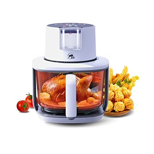 X&E Glass Air Fryer And Juicy Function Air Fryer Plus 6-in-1 Cooking Menus, 4.8 Quart Capacity with Touch Control Panel, 360° Visible Glass Cup, Tender Roast, Digital Electric Hot Airfryer