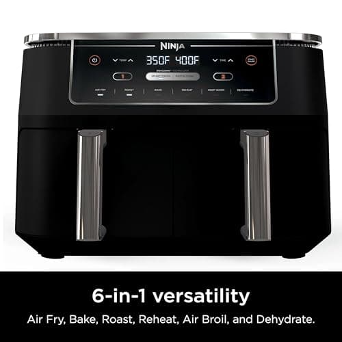 Ninja R-AD300CO Foodi 6-in-1 10-qt. XL 2-Basket Air Fryer with DualZone Technology, Black - Certified Refurbished