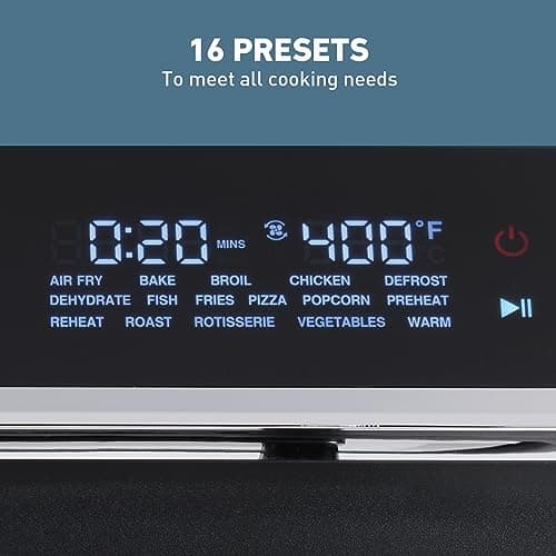 West Bend Air Fryer Oven 15-Quart with Digital Controls Easy-View Door and 16 Cooking Presets, Includes Eight Accessories, 1000-Watts, Black