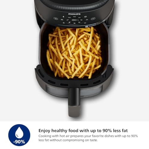 Philips 2000 Series Airfryer - 4.4 qt (4.2 l) Pan, 13 Cooking Functions, RapidAir Technology, Healthy Cooking with 90% Less Fat, Efficient & Fast (NA220/00)