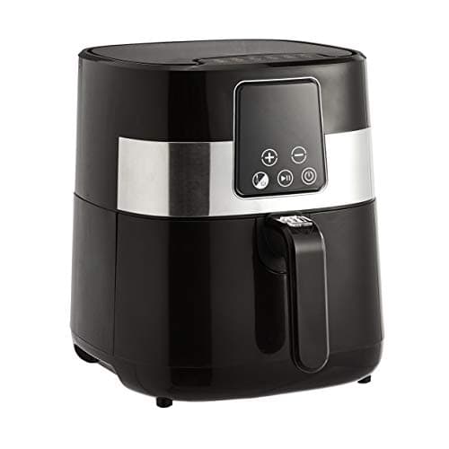 Amazon Basics 3.2 Quart 6-In-1 Air Fryer (Fry, Crisp, Roast, Bake, Reheat, Dehydrate), Non-Stick, with Timer, Auto Shut-Off, Digital Touch Screen, Up to 400°F , 1400W, Black/Silver