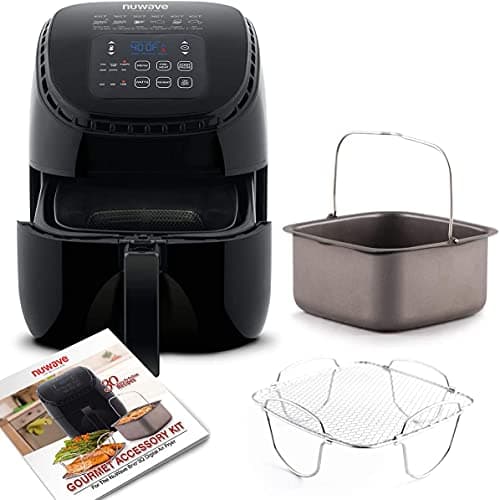 NUWAVE Brio 3-Quart Digital Air Fryer One-Touch Digital Controls, 6 Easy Presets, Precise Temperature Control, Recipe Book, Wattage Control, Preheat and Reheat