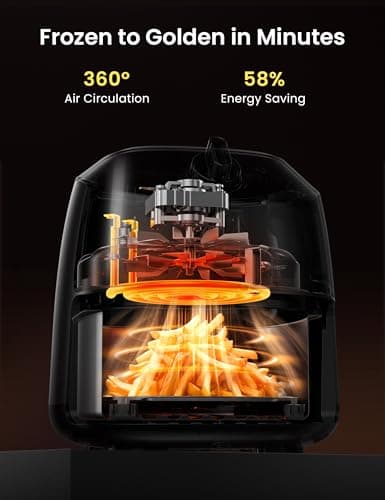 COMFEE' Compact 2.1 Quart Air Fryer with 12 Menu Options, Adjustable Timer & Temperature Control 180-400 degrees F, Dishwasher-Safe Nonstick Fry Basket with Stainless Steel Finish