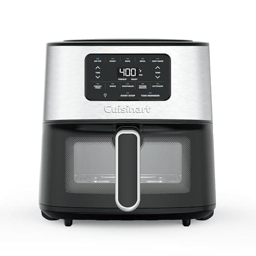 Cuisinart Air Fryer Oven, 6-Qt Basket Stainless Steel Air Fryer, Kitchen Dishwasher-Safe Parts with 5 Presets Roast, Bake, Broil, Air Fry and Keep Warm, Quick & Easy Electric Fryer, AIR-200
