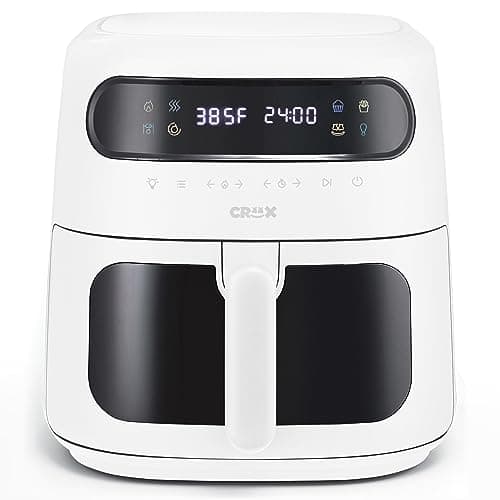 CRUX x Marshmello 8.0 QT Digital Air Fryer with TurboCrisp Technology, Touch Screen Temperature Control, Timer and Auto Shut-off, Fully Programmable, White