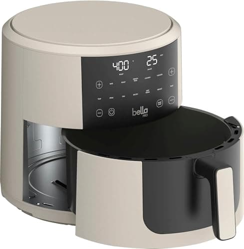 Bella-Pro SmartCrisp 8-Quart Air Fryer, Digital Touchscreen, Nonstick Ceramic Coating, 6 Cooking Presets, 1700W Power, Oil-Free Cooking, Family-Sized Capacity, Dishwasher-Safe, Oatmilk