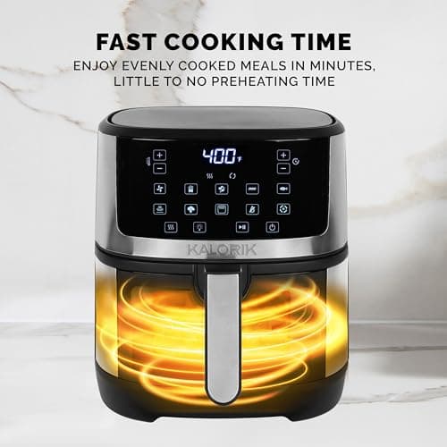 Kalorik 5 Quart Touchscreen Air Fryer with Window, Stainless Steel (FT 52328 SS)