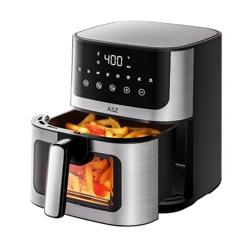 ASZ Air Fryer with Window Visible- 5 quart Compact- Digital Airfryer 5qt for 2-3 people - 5 qt for Office Dorm Room - 8 in 1 Bake Toast Broil Reheat - 1400W, 400℉ Kitchen Airfry Countertop Gift