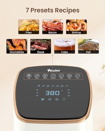 VEWIOR Air Fryer, 5.3Qt Airfryer with Viewing Window, 7 Custom Presets Large Oven with Smart Digital Touchscreen,Non-stick and Dishwasher-Safe Basket