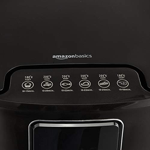 Amazon Basics 3.2 Quart 6-In-1 Air Fryer (Fry, Crisp, Roast, Bake, Reheat, Dehydrate), Non-Stick, with Timer, Auto Shut-Off, Digital Touch Screen, Up to 400°F , 1400W, Black/Silver