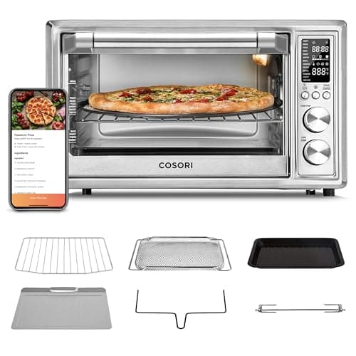 COSORI Air Fryer Toaster Oven Combo 13-in-1, 32Qt APP & Voice Control Convection Oven Countertop, Bake, Broil, Roast, Dehydrate, Sous Vide, 134 Recipes & 4 Accessories, Silver, Stainless Steel