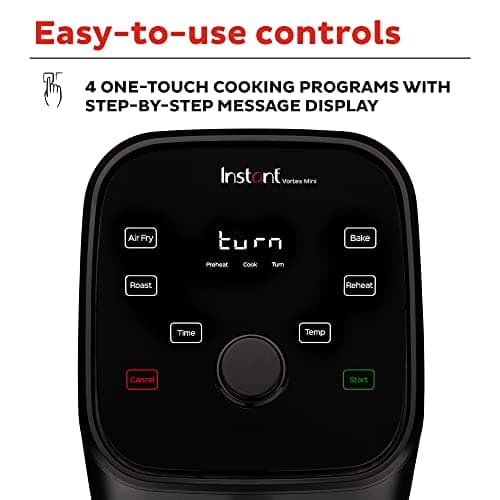 Instant Pot Vortex 2QT Mini Air Fryer,Small Air fryer that Crisps,Reheats,Bakes,Roasts for Quick Easy Meals, Includes over 100 In-App Recipes,is Dishwasher-Safe, from the Makers of Instant Pot, Black