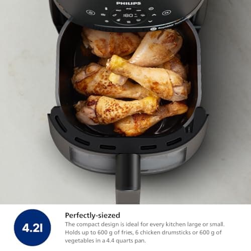 Philips 2000 Series Airfryer - 4.4 qt (4.2 l) Pan, 13 Cooking Functions, RapidAir Technology, Healthy Cooking with 90% Less Fat, Efficient & Fast (NA220/00)