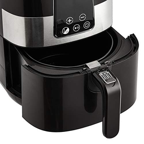 Amazon Basics 3.2 Quart 6-In-1 Air Fryer (Fry, Crisp, Roast, Bake, Reheat, Dehydrate), Non-Stick, with Timer, Auto Shut-Off, Digital Touch Screen, Up to 400°F , 1400W, Black/Silver