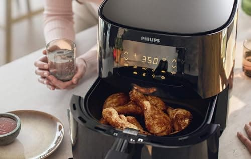 Philips Essential Connected XL 2.65lb/6.2L Capacity Digital Airfryer with Rapid Air Technology, Wi-Fi Connected (HomeID App), Alexa Compatible, Black- HD9280/91, Compact