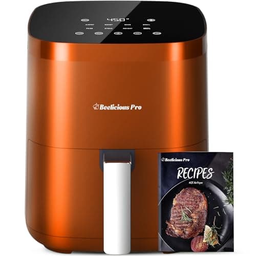 Air Fryer, Beelicious 8-in-1 Smart Compact 4QT Air Fryers, Shake Reminder,450°F Digital Airfryer with Flavor-Lock Tech, Dishwasher-Safe & Nonstick,Fit for 1-3 People, Orange Red