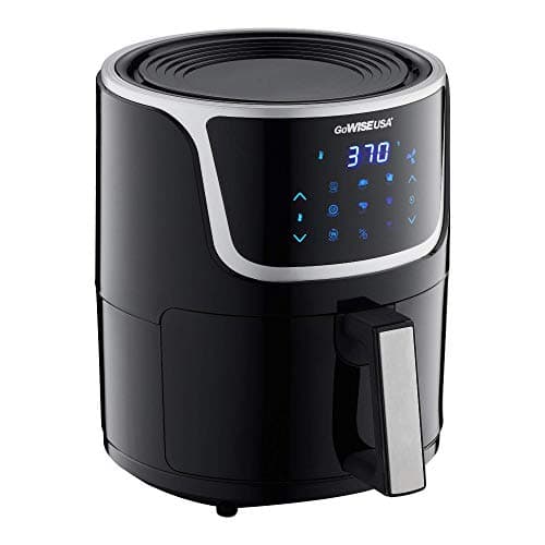 GoWISE USA GW22966 Fryer & Dehydrator Electric Air Fryer with Digital Touchscreen + Recipe Book, 5-Qt, Black/Silver