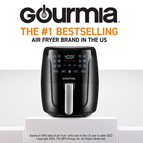 Gourmia Air Fryer Oven Digital Display 6 Quart Large AirFryer Cooker 12 1-Touch Cooking Presets, XL Air Fryer Basket 1500w Power Multifunction Black and Stainless Steel Accents FRY FORCE GAF686