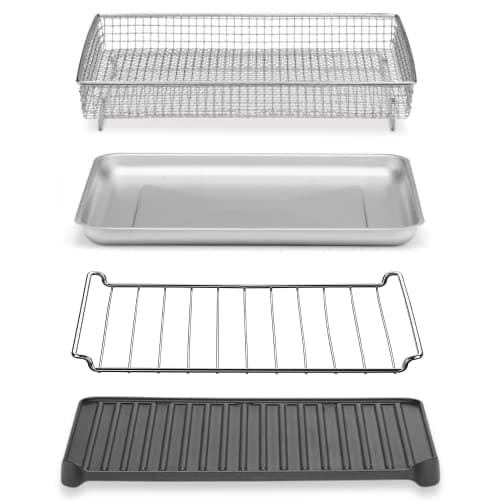 Cuisinart Air Fryer + Convection Toaster Oven, 8-1 Oven with Bake, Grill, Broil & Warm Options, Stainless Steel, TOA-70 & AMB-TOBBP Toaster Oven Baking Dish, silver, 1.12"" x 0.86"" x 0.16"""