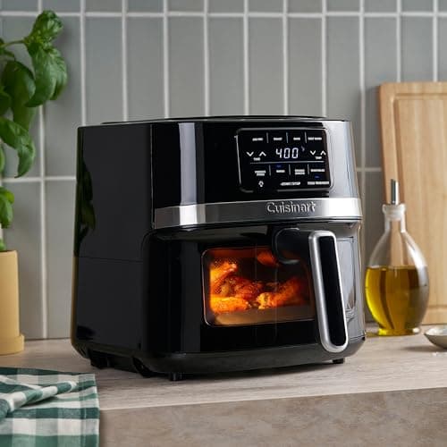 Cuisinart Air Fryer Oven, Stainless Steel Air Fryer, 4.5-Qt Fryer Basket, Dishwasher-Safe Parts with 4 Presets for Roast, Bake, Broil, Air Fry & Keep Warm, Quick & Easy Meals, AIR-160, Black