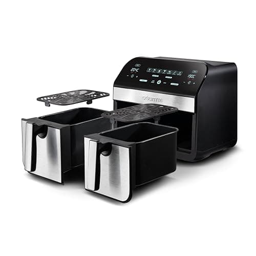 Gourmia 10-Quart/9.4 Liter Capacity Dual Basket Digital Air Fryer, with Smart Finish & 7 Cooking Functions