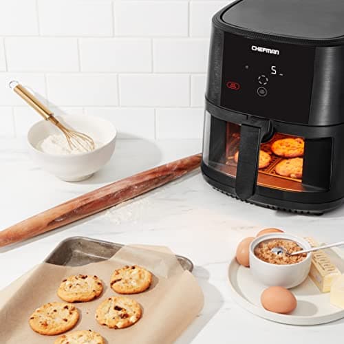 Chefman TurboTouch Easy View Air Fryer, The Most Convenient And Healthy Way To Cook Oil-Free, Watch Food Cook To Crispy And Low-Calorie Finish Through Convenient Window, 8 Qt