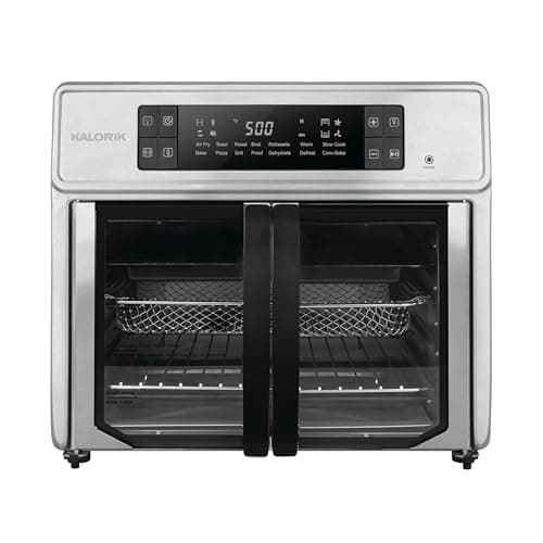 Kalorik Air Fryer Oven MAXX Advance Series 26-Quart with Digital Controls Easy-View Door and 14 Smart Cooking Presets, Includes 9 Cooking Accessories & Smart Probe, 1700-Watts, Black
