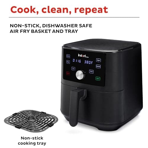 Instant Pot Vortex 6QT XL Air Fryer, 4-in-1 Functions that Crisps, Roasts, Reheats, Bakes for Quick Easy Meals, 100+ In-App Recipes, is Dishwasher-Safe, from the Makers of Instant Pot, Black