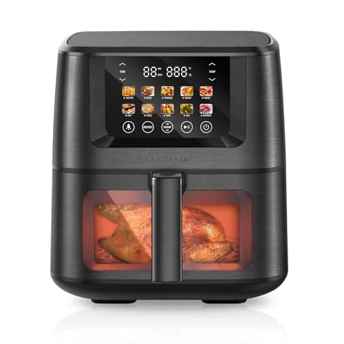 SEEDEEM Max XL Air Fryer, 8 Quart, 10-in-1 Hot Air Fryer Oven with Color LCD Display Touchscreen, Air Fryer Toaster Oven Combo with ClearCook Cooking Window,Broil, Roast, Dehydrate, Bake, Black