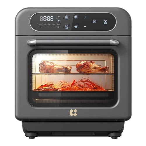 CIARRA Steam Oven Countertop with Air Fryer, 8 in 1 12L Mini Convection Oven with Steam, Rapid Steam, Air Fry, Vapor Bake, Steam Clean, Bake, Dried, Ferment, Grey