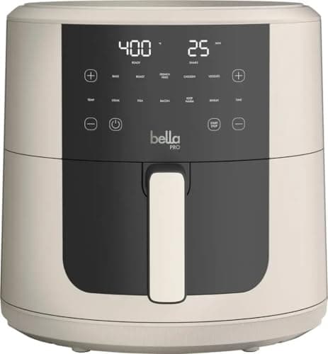 Bella-Pro SmartCrisp 8-Quart Air Fryer, Digital Touchscreen, Nonstick Ceramic Coating, 6 Cooking Presets, 1700W Power, Oil-Free Cooking, Family-Sized Capacity, Dishwasher-Safe, Oatmilk