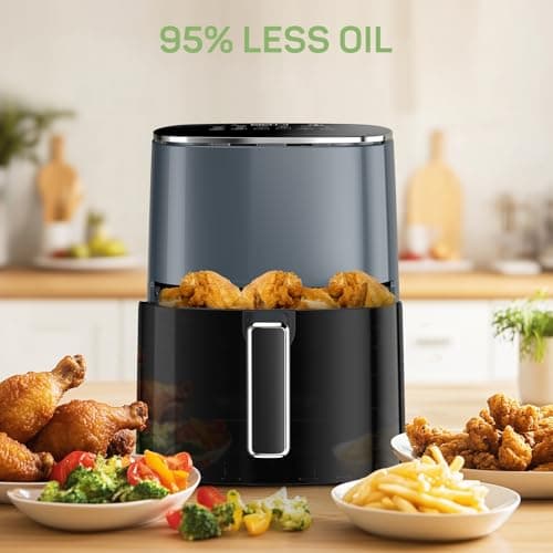 Air Fryer, 6-Quart with Viewing Window, 12-in-1 Functions - Air Fry, Roast, Reheat, Dehydrate, Bake, Steam, and More, 400°F Max Temperature