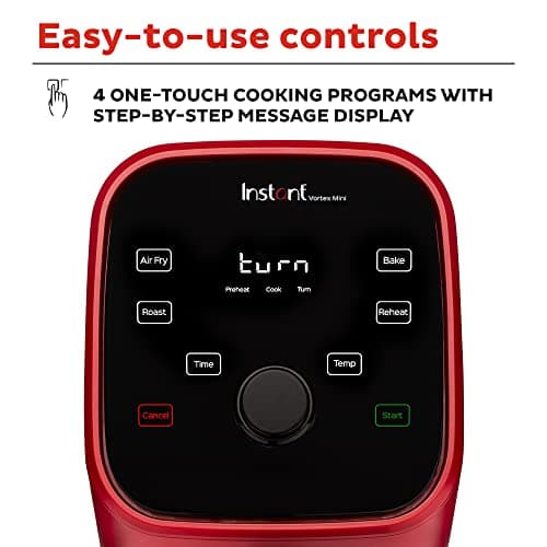 Instant Pot Vortex 2QT Mini Air Fryer, Small Air fryer that Crisps,Reheats,Bakes,Roasts for Quick Easy Meals,Includes over 100 In-App Recipes, is Dishwasher-Safe, from the Makers of Instant Pot, Red