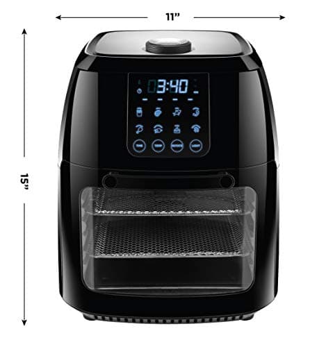 Chefman 6.3-Qt 4-In-1 Digital Air Fryer+, Rotisserie, Dehydrator, Convection Oven, XL Family Size, 8 Touch Screen Presets, BPA-Free, Auto Shutoff, Accessories Included, Black