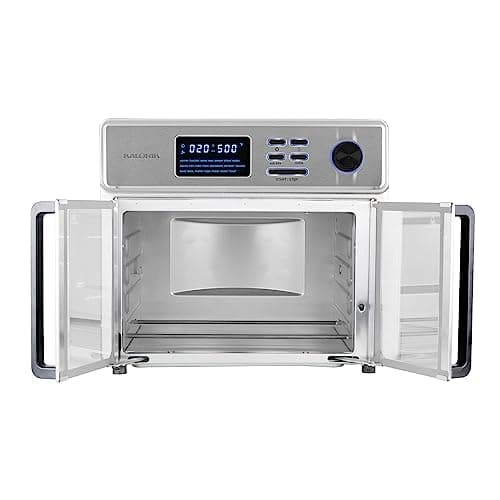 Kalorik MAXX Complete Air Fryer Oven Digital Controls 26-Quart Capacity 10-in-1 Countertop Cooker with 21 Presets, 15 Deluxe Accessories & 60-Recipe Hardcover Cookbook, 1700-Watts, Stainless Steel
