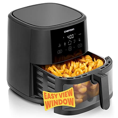 Chefman TurboTouch Easy View Air Fryer, The Most Convenient And Healthy Way To Cook Oil-Free, Watch Food Cook To Crispy And Low-Calorie Finish Through Convenient Window, 8 Qt