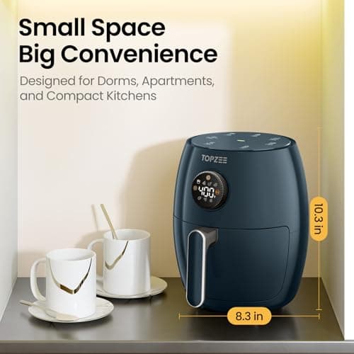 Small Compact Air Fryer, 2.1QT, 4-in-1 Small Mini Airfryer, Bake, Roast, Reheat, 98% Less Oil, Adjustable Temperature Control w/ 60min Timer, Quiet, Nonstick & Dishwasher Safe, BPA-Free, Dark Blue