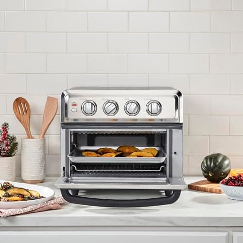 Cuisinart Air Fryer + Convection Toaster Oven, 8-1 Oven with Bake, Grill, Broil & Warm Options, Stainless Steel, TOA-70 & AMB-TOBBP Toaster Oven Baking Dish, silver, 1.12"" x 0.86"" x 0.16"""