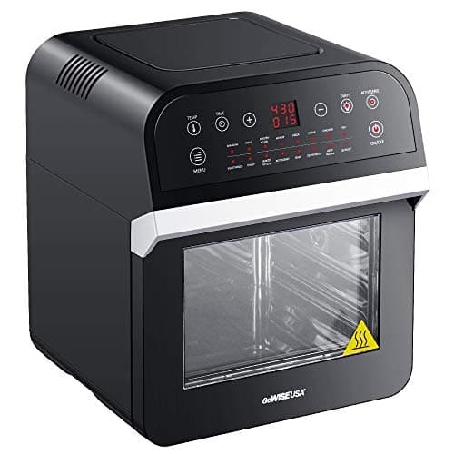 GoWISE USA GW44800-O Deluxe 12.7-Quarts 15-in-1 Electric Air Fryer Oven with Rotisserie and Dehydrator + 50 Recipes QT, Black/Silver