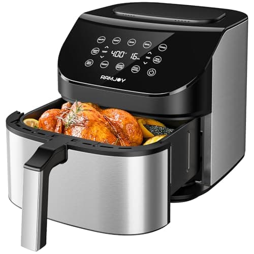 Air Fryer 6.8 Quarts, 10-in-1 Functions, Air Fry, Roast, Bake, Broil, Dehydrate, Large & Compact Air Fryers, Nonstick & Dishwasher-Safe Airfryer Basket, Stainless Steel Air Fryer, Easy to Use