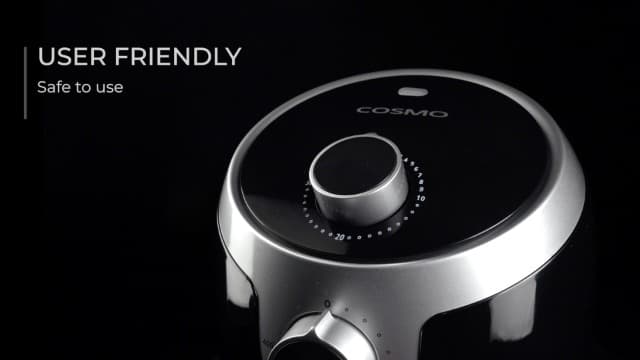 COSMO COS-23AFAKB 2.3 Quart Electric Small Air Fryer with Temperature Control, Timer, Auto Shut-Off, Non-Stick Frying Tray, 1000W Compact Mini Air Fryer (2.3 Quarts, Stainless Steel/Black)