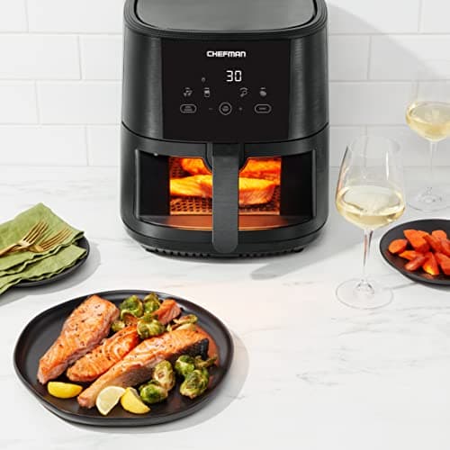 Chefman TurboTouch Easy View Air Fryer, The Most Convenient And Healthy Way To Cook Oil-Free, Watch Food Cook To Crispy And Low-Calorie Finish Through Convenient Window, 8 Qt