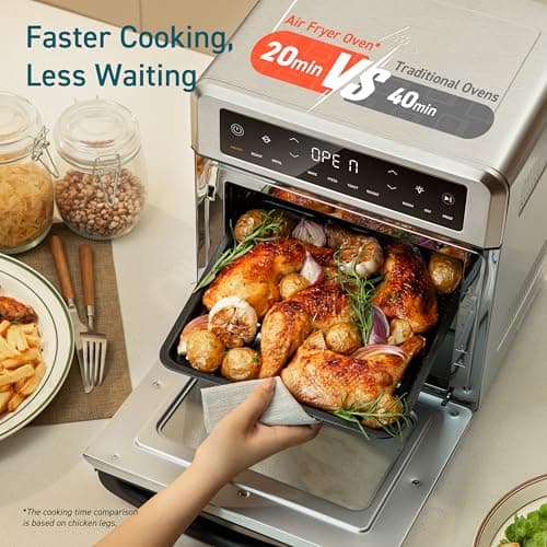 COSORI 11-in-1 Air Fryer Oven , 13Qt Small Footprint Airfryer combo with Rotisserie, Toast, Bake, Roast, Reheat Functions and more, Recipe Book & 6 Accessories Included, Perfect for Small Contertop