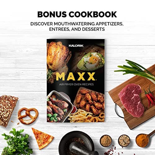 Kalorik MAXX® Digital Air Fryer FT 47823 BKSS | 6-Quart Oilless Air Fryer with 7 Cooking Functions | LED Display | 21 Smart Presets | 5 Dishwasher-Safe Accessories & Bonus Recipe Book | Nonstick Air Frying Basket | 1750W | Stainless Steel & Black