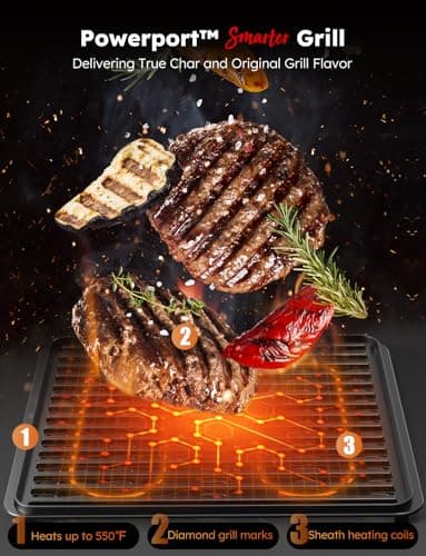 Nuwave Plug-In Grill Air Fryer Oven Combo w/Sheath Heaters, Authentic Char Flavor, 2024 New Convection System, 2X More Even, 100 Presets, Smarter Probe, 50-550°F, Stainless Steel