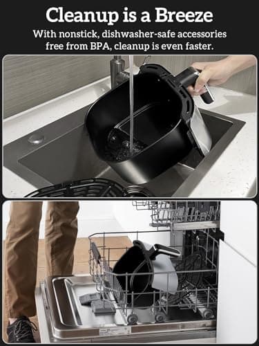 Kitchen Elite®Air Fryer Oven 5.5Qt, 6 Presets Digital Display Compact Cooker,Space-saving, Nonstick & Dishwasher Safe Basket, Stainless Steel