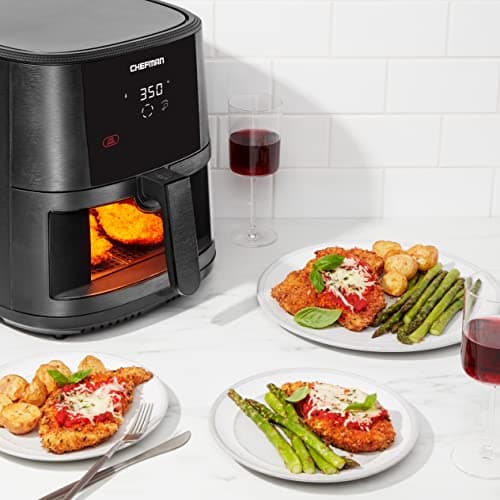 Chefman TurboTouch Easy View Air Fryer, The Most Convenient And Healthy Way To Cook Oil-Free, Watch Food Cook To Crispy And Low-Calorie Finish Through Convenient Window, 8 Qt