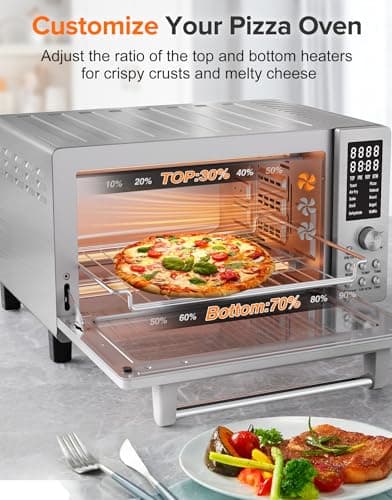 Nuwave Bravo Pro Smart 21QT Toaster Oven Air Fryer Combo, Convection Oven Countertop, 10 functions all in 1, with even & quick crisp technology, 50-450°F, 1800W, Stainless Steel