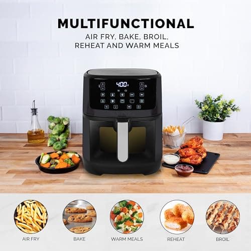 Kalorik 7 Quart Touchscreen Air Fryer with Window, Black (FT 52324 BK)